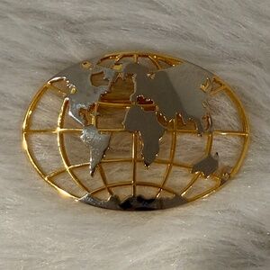 Vintage World Traveler Map Brooch Pin